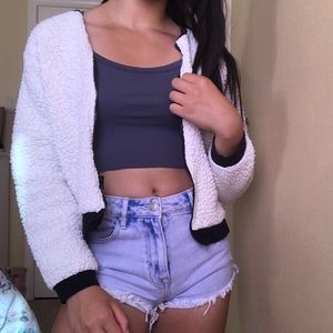 White Sherpa Bomber Jacket